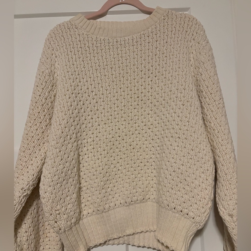 Vintage Woolrich Cream Sweater Canle knit made in the USA cotton size M